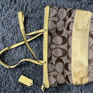 Coach Signature Brown and Yellow Tote